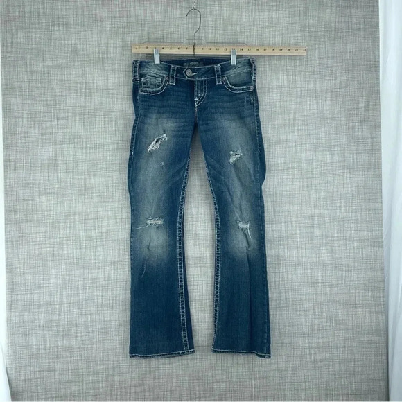 Silver Jeans Tuesday 27x33 womens Distressed blue 3457 - Picture 1 of 11